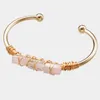 Moda Pedra Natural Braceletes Abertos Irregular Gold Chaped Cristal Pulseira Para As Mulheres Partido Fine Jóias Três pedras naturais