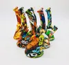 DHL Camouflage colorful Silicone Bong water Pipe Mini Silicone Beaker Bong Cartoon Printing Water Smoking Pipes with Silicone Downstem & 1