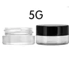 3g 5g fond épais pot de crème en verre bouteilles de crème pour les yeux petite bouteille d'échantillon avec couvercle noir WB3244