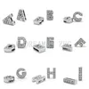 Colgantes de letras deslizantes de diamantes de imitación completos de A-Z de 10mm, colgantes de 26 letras del alfabeto inglés, colgantes de abalorios para mujeres y hombres, collar de pulsera DIY