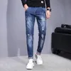 Мужские джинсы 117-1214 эластичные с разорванными патчами и 2021 корейским изданием Slim Fit Pitgagrs Bridger