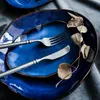 Keramisk tallrik Oregelbundna rätter Porslin Serie Västra matplatta European Blue Glaze Salad Bowl Main Dish Kitchen Supplies 201217
