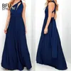 Sexy longue robe demoiselle d'honneur formelle multi-voies Wrap Convertible infini Maxi bleu marine évider fête pansement Vestidos F1202