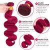 Borgonha Brasileiro Wavy Wavy Pacares vinho vermelho 99j Virgin Hair Body Wave 34 PCs Lot Remy Human Hair Extensions 7681111