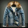 Hiver Hommes Denim Vestes Polaire Épais Chaud Jeans Veste Hommes Fourrure À Capuche Survêtement Laine Doublure Épaissir Cowboy Coupe-Vent Manteaux 201114