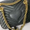 Mode Love Heart V Wave Muster Satchel Umhängetasche Kette Handtaschen Crossbody Geldbörse Lady Leder klassische Stil Tasche mit GIF315y