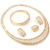 Rose.Store New Women Fashion Wedding Gold Crystal Bead Collana Orecchini Bracciale Anello Set di gioielli da sposa africani