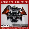 Carroçaria de motocicleta para Yamaha YZF-R1 YZF1000 YZF R1 1000 CC 98-01 Bodys 82NO.58 YZF R1 1000CC 1998 1999 2000 2001 Laranja Chamas YZF-1000 YZFR1 98 99 00 01 Kit de Feira do OEM