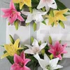 6ピースの造花ユリラテックス高品質のユリ美しさ永遠の結婚式の花の花輪の造りパラの装飾ホガール201222