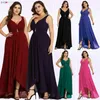 Plus size avondjurken lange elegante bordeauxige aline mouwloze kristal high low ooit mooie speciale gelegenheid jurken 201114