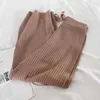NEPLOE Knitted Spodnie Moda Koreańska Solidna koronka Stretch Waist Spodnie Casual Luźna Noga Femme 42747 211216