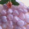 2022 Natur Rose Quartz Heart Shaped Pink Crystal Snided Palm Decor Love Healing Gemstone Lover Gife Stone Hearts Gems