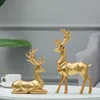 Nordic Christmas Renifer Figurka 2 Sztuk Geometryczna Żywica Siedzi Stały Elk Jeleń Statua Do Dekoracji Office Home On 220210
