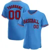 Custom Powder Blue White-Red-0003 Authentic Baseball Jersey