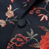 Pyjtrl Red Gold Blue Green Brocade Embroidery花の鳥パターンスリムフィットブレザーデザイン男性スーツジャケットステージシンガーウェア201104