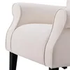 ABD Stok Modern Kanat Geri Accent Sandalye Rulo Kol Oturma Odası Mobilya Minderi Ahşap Bacaklar Ile, Krem A31264S