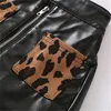 Fashion Toddler Kids Girls Baby Kläder Satser Leopard Print Pullover Sweatshirts Sweater + Zipper PU Läder Kjolar Varma outfits för barn