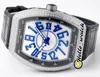 ABF新しいクレイジーアワーヴァンガードV45 3DアールデコマークブルーダイヤルCZ02自動メンズウォッチ316Lスチールダイヤモンドケースレザーブラックインナーhello_watch