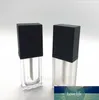 8ML100pcs tubo di lucidalabbra trasparente quadrato piatto in plastica con tappo nero, bottiglia vuota di rossetto liquido cosmetico di alta qualità