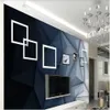 3D фрески обои для гостиной простой стерео треугольник фото рамка арт телевизор фона стены синяя геометрия обои