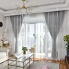 Curtain & Drapes Grey White Curtains For Living Room Embroidered Luxurious Kitchen Bedroom Simple Tulle Sheer Window