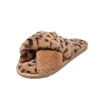 Casa Mulheres Chinelos de Pele Indoor Leopard Print Furry Slides Fluffy Macio Plana de Pelúcia Não Chinelos Casa Casual Sapatos Senhoras Feminino