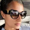 Sunglasses Retro Cat Eye V Letters Women 2022 Designer Vintage Square Sun Glasses Men Trendy Ocean Metal Shades