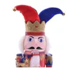 MYBLUE 37 cm Vintage hölzerne Clown-Skulptur-Statue, Nussknacker-Figur, Weihnachtspuppe, Ornamente, Heim- und Raumdekoration, Zubehör 20278r