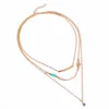 Collier court multicouche pour femmes, tir de rue, Style européen et américain, chaîne de clavicule, œil de Fatima, Turquoise, bijoux