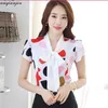Camicetta di chiffon bianco della signora di disegno del ricamo più il formato S-3XL Camicie di modo delle donne di stile della mezza manica del O-Collo coreano T200321