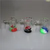 New 14mm Male Glass Ash Catcher hookah with colors silicon container straight silicone bong water pipe oil rig smoking pipes bubble