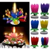 Musical Birthday Candle Birthday Cake Topper Decoration Magic Lotus Flower Candles Blossom Rotating
