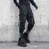 Taktisk funktionell lastbyxor Joggare män Svart Elastiska Midja Byxor Hip Hop Streetwear Multi-Pocket Byxor Techwear WB384 H1223
