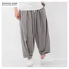 Calça de sincismo largura larga calças largas estilo chinês harém de harém de outono cor de cor de tamanho grande de tamanho grande mais 5xl 201110