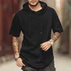 Hombre sudaderas con capucha Mode Casual Couleur Pure Hommes Sweat À Capuche Pour Garçon Cordon À Capuche À Manches Courtes Sport Sweat Top C1117