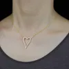 Yeni Stiller Kalp Kolye Buzlu Bling Güzel Kalp Charm Açık Link Zinciri Bildirimi Kolye 41 + 5 cm Kadınlar Düğün Takı Hediye