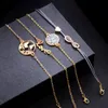 5 stücke / satz Punk Turtle Karte Herz Brief Liebe Kristall Perlen Kette Multilayer Anhänger Gold Armband Set Charme Mädchen Schmuck Geschenk