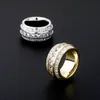 Iced Out Zircon Rings toppkvalitet Kopparmaterial Ring Guldfärg Cubic Zirconia Fashion Hip Hop Jewelry9109195