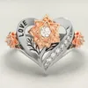 Wedding ringen mode hart roze bloemen verlovingsring Oostenrijkse kristallen bruid voor vrouwen Valentijnsdag1