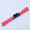 Banda de relógio final curvo de 20 mm e clasco polido preto Silicone Black Navy Green Orange Red Rubber Watch Band para Rol Strap Sub GMT DA5398084