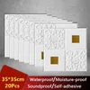 35 * 35 cm 3D Duvar Çıkartmaları Tavan Paneli Çatı Dekor Su Geçirmez Kendinden Yapışkanlı Köpük Duvar Kağıdı Oturma Odası Mutfak TV Backdrop 220217