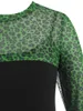 Abiti casual Plus Size Leopard Print Mesh Shrug Top e abito a costine Set maniche lunghe Sexy aderente Mini Vestidos Donna 2022