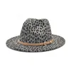 New Autumn Leopard Print Fedora Women Fashion Wide Brim Felt Fedora Hats Jazz Caps Men Vintage Panama