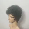 8 cm Kısa Afro Kinky Kıvırcık Sentetik Peruk Siyah Renk Hightemperature Fiber Perruques Simülasyon İnsan Saç Peruk W005