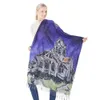 Van Goghs oljemålning Cashmere Scarf Women Winter Coffee House Print Wool Shawls and Wraps Lady Cape Filtar Scarves New354m