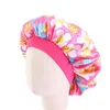 Nouveaux enfants imprimés Tinton de couchage de couchage bébé élastique de soins capillaires chapeau imitation imitation Silk Round Bonnet 9 Couleurs