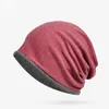 Beanie/Skull Caps Muslim Baotou Cap voor herfst en winter unisex vaste kleur niet-rand katoenen buitenoorbescherming winddichte warme cap1