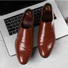 Hommes élégants chaussures habillées de luxe en cuir PU chaussures hommes marron décontracté homme affaires bureau costume chaussures mode fête bout pointu chaussures plates