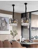 Lampadario moderno nero lampade illuminazione per sala da pranzo cucina di lusso isola lampadari catena di cristallo decorazione della casa lustri cristal