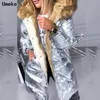 Umeko Fashion Parka Women Coate invernali lunghi giacche con cappuccio in pelliccia casual con cappuccio Donne spesse calde parchi invernali da femmina cappotto di sopravvento 201214